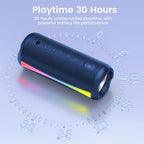 Portable Bluetooth Speaker, 2026 Bluetooth Wireless Speaker 5.4 with RGB Lights, 30H Playtime with Deep Bass, IP7 Waterproof, TWS Pairing, Portable Speaker for Travel/Party/Home/Gifts, Blue