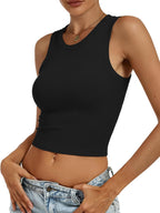 ANRABESS Womens Crop Tank Tops High Neck Sleeveless Ribbed Knit Slim Fit Shirts 2026 Summer Casual Basic Workout Clothes