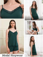 Avidlove Women Cami Pajama Set Modal Sleepwear Lace Trim Short PJ Set with Shorts