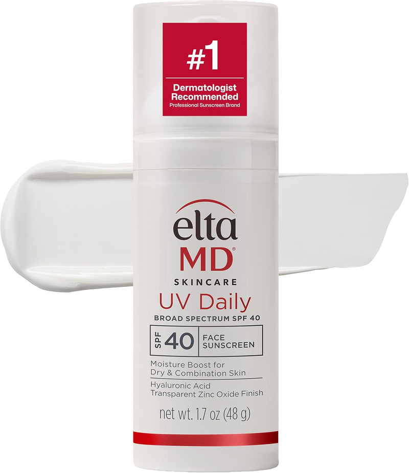 EltaMD UV Daily Face Sunscreen with Transparent Zinc Oxide and Hyaluronic Acid, Moisturizes and Protects, Great for Dry, Combination, and Normal Skin