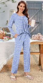 Bestbee Women's Pajama Set, 2 Piece Lounge Outfits Sleepwear Fall Long Sleeve Long Pant With Pockets Ladies Pjs