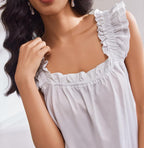 Ekouaer Pajama for Women Set 2 Piece Ruffle Pjs Soft Tank Top and Shorts Sleepwear Set Bridal Pajama Set for Women