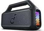 Soundcore Boom 2 By Anker, Outdoor Speaker, 80W, Subwoofer, BassUp 2.0, 24H Playtime, IPX7 Waterproof, Floatable, RGB Lights, USB-C, Custom EQ, Bluetooth 5.3, Portable for Camping and Beach - Black