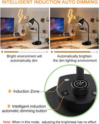 BOHON LED Desk Lamp with USB Charging Port 3 Color Modes Dimmable Reading Light Intelligent Induction Auto Dimming Task Lamp Neck Flexible Table Lamp for Bedside Office, AC Adapter Include