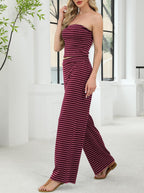 UNCOOYEE Two Piece Sets For Women Summer Outfits Lounge Sets Striped Tube Top And Pants Matching Sets Beach Vacation Travel