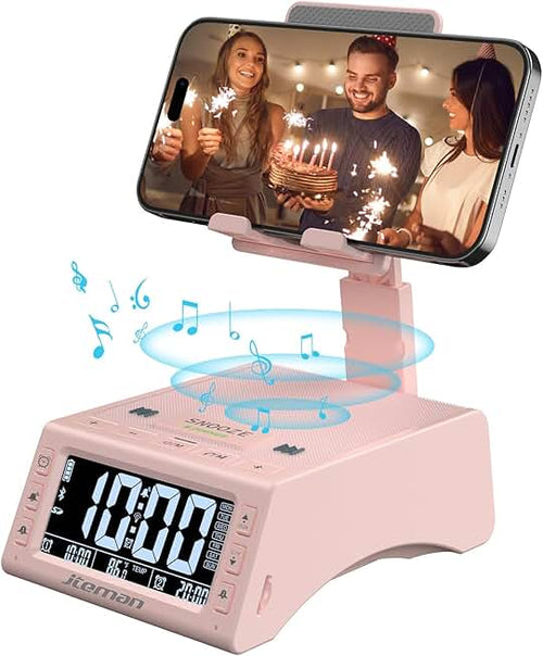 JTEMAN Gifts for Men Women,Cell Phone Stand with Wireless Bluetooth Speaker,Adjustable Cool Tech Kitchen Gadgets,Unique