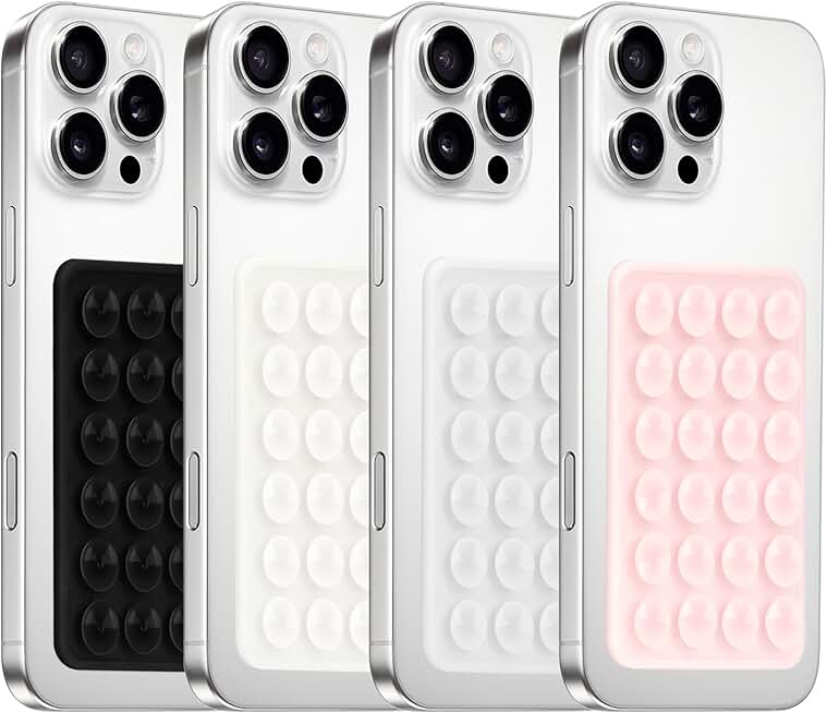 4Pack Silicone Suction Phone Case Mount, Silicon Adhesive Smartphones Stand Sticky, Hands-Free Phone