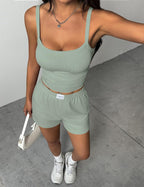 Ekouaer Lounge Sets for Women 2 Piece Sleeveless Pajamas Sets Knit Casual Summer Cami Tank Tops and Shorts