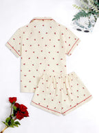 Verdusa Pajamas For Women Set 2 Piece Summer Pajama Sets Cute Pjs Lounge Matching Button Shirt with Shorts