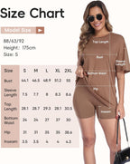 ZOOSIXX 2 Piece Sets for Women Summer - Oversized T-Shirt and Biker Shorts Lounge Sets Matching Outfit for Travel Casual