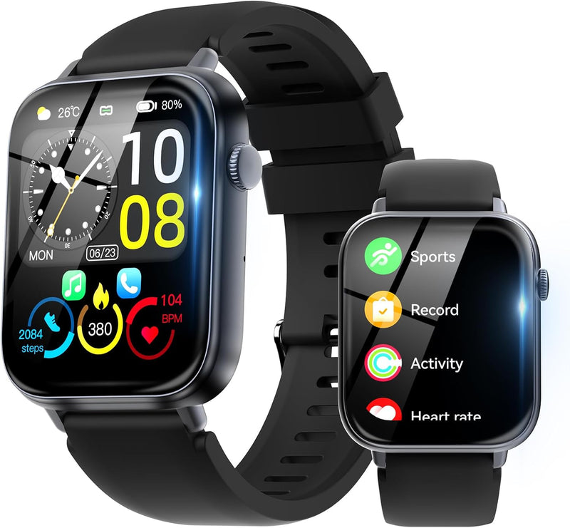 Smart Watch for Men Women Answer/Make Call, 1.85" HD Fitness Tracker with 24/7 Heart Rate & Sleep Monitor, 110+ Sports Modes, IP68 Waterproof Smartwatch, Long Battery Life for Android iOS, Black