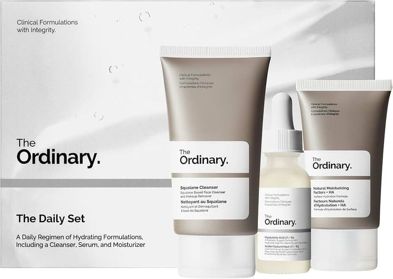 The Ordinary The Daily Set, Daily Skincare Routine with Squalane Cleanser, Hyaluronic Acid 2% + B5, and Natural Moisturi