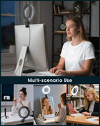 Ring Light for Computer Video Conference - Webcam Light for Monitor Clip On Remote Working Distance Learning Zoom Call Self Broadcasting and Live Streaming Influencer Light Laptop Video Conferencing
