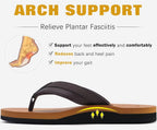 KuaiLu Men's Yoga Mat Leather Flip Flops with Arch Support Comfortable Cushion Walking Thong Sandals Slip On Indoor Outdoor
