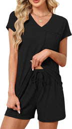 RUMIA Lounge Sets for Women 2 Piece Cap Sleeve Pajamas Short Sets with Pockets (S-3XL)