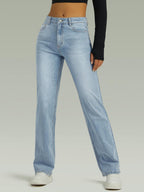 FUNUCA Straight Leg Jeans for Women,High Waisted Wide Leg Loose Microelastic Boyfriend Denim Pants