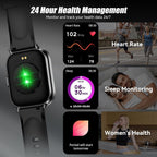 Smart Watch with 2.01" HD Touchscreen, Bluetooth Calling, 120+ Sports Modes, 24/7 Heart Rate & Sleep Monitoring, IP67 Waterproof Fitness Tracker, Compatible with iOS and Android (Black)