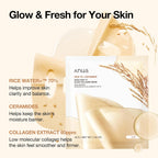 ANUA Rice 70 Glow Collagen Mask, Overnight Face Mask for Glass Skin, Ceramide, Collagen Facial Mask, Skin Moisture Barrier, Tightening Care, Natural Color, Korean Skincare, 1.34 oz/4ea