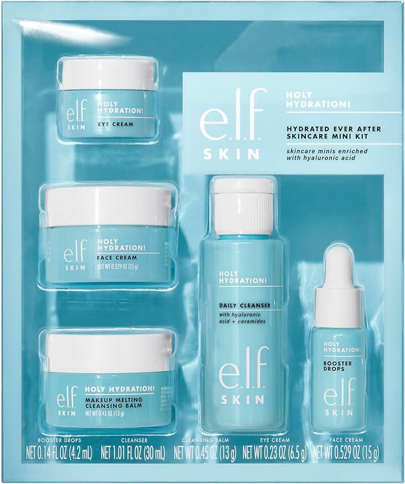 e.l.f. SKIN Holy Hydration! Hydrated Ever After Skincare Mini Kit, Cleanser, Makeup Remover, Moisturizer & Eye Cream For