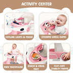 6 in 1 Foldable Baby Walker, Activity Baby Walker-Baby Bouncer, Rocker, Activity Center,Push Walker,Detachable Trampoline Mat, Adjustable Speed Rear Wheels and Height,Music & Lights,Ages 6-18 Months