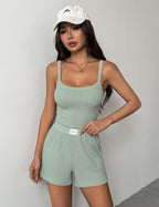 Ekouaer Lounge Sets for Women 2 Piece Sleeveless Pajamas Sets Knit Casual Summer Cami Tank Tops and Shorts