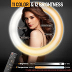 EMART 18-inch Ring Light with Stand, 2800-6500K LED Photography Lighting Kit with Phone Holder, Selfie Light for Vlog Live Streaming Video Makeup Tattoo Barber Studio
