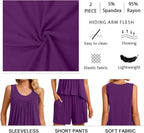 TAOHUADAO 2 Piece Women's Sleeveless Pajama Sets, Lounge Sleepwear Ladies Pjs Sets with Pockets