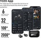 TOZO NC9 Hybrid Active Noise Cancelling Wireless Earbuds, 6 Mics ENC Clear Call, IPX8 Waterproof, in Ear Bluetooth 5.3 Headphones Stereo Bass Ear Buds 60H Playtime with LED Display 32 EQs via APP