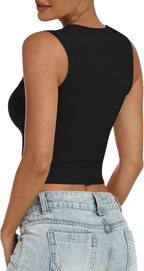 ANRABESS Womens Crop Tank Tops High Neck Sleeveless Ribbed Knit Slim Fit Shirts 2026 Summer Casual Basic Workout Clothes