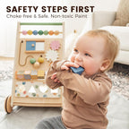 Tiny Land Wooden Baby Walker with Adjustable Speed, Montessori Activity Push Walker Toy for Toddlers, Baby Gift Parents Love for Boys & Girls(Morandi)