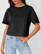 Trendy Queen Womens Crop Tops Short Sleeve T-Shirts Acid Wash Casual Summer Clothes Trendy Comfy 2026 Workout Baggy Soft Tees