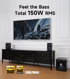 Edifier S355DB 2.1 Powered Bookshelf Speakers with Wireless 8" Subwoofer, 150W Tri-Amp Hi-Res Audio, Computer Speaker System, Bluetooth 6.0 with LDAC, HDMI/Optical/Coaxial Inputs for PC, TV (Black)