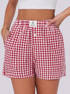 ANRABESS Boxer Shorts for Women Gingham Pajama 2026 Summer Casual Lounge Sleep Plaid Shorts Y2K Beach Bottoms