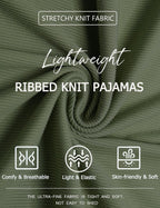 Ekouaer Ribbed Knit Lounge Sets Summer Short Sleeve Pajama Set Soft Pj Sets Ruffle Pjs Loungewear with Pockets S-XXL