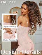 Ekouaer Pajama Sets for Women Lingerie Sleepwear Soft Pjs 2 Piece Cami Shorts Set U Neck Adjustable Strap Nightwear