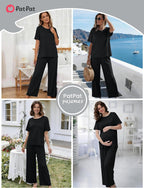 PATPAT Lounge Sets for Women Short Sleeve Pajama Set Soft Comfy Elastic Pjs 2 Piece Loungewear Outfits with Pockets, S-XXL