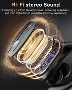 LEEMC Wireless Earbuds, Bluetooth Headphones 5.4, Ear Buds with Hooks for Sports, 80Hr Playtime Earphones, LED Display, IPX7 Waterproof Headset for Workout Running, Black