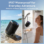 Portable Bluetooth Speaker, IPX7 Waterproof Wireless Speaker with 20W Loud Stereo Sound, 15H Playtime & Beat-Synced RGB Light, Small Outdoor Speaker for Shower, Pool, Beach, Hiking and Gifts