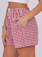 ANRABESS Boxer Shorts for Women Gingham Pajama 2026 Summer Casual Lounge Sleep Plaid Shorts Y2K Beach Bottoms