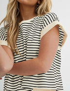 MISSACTIVER 2 Piece Lounge Set Women Stripe Knit Short Sleeve Tee Shirts Shorts Casual Summer Loungewear Shorts Sets