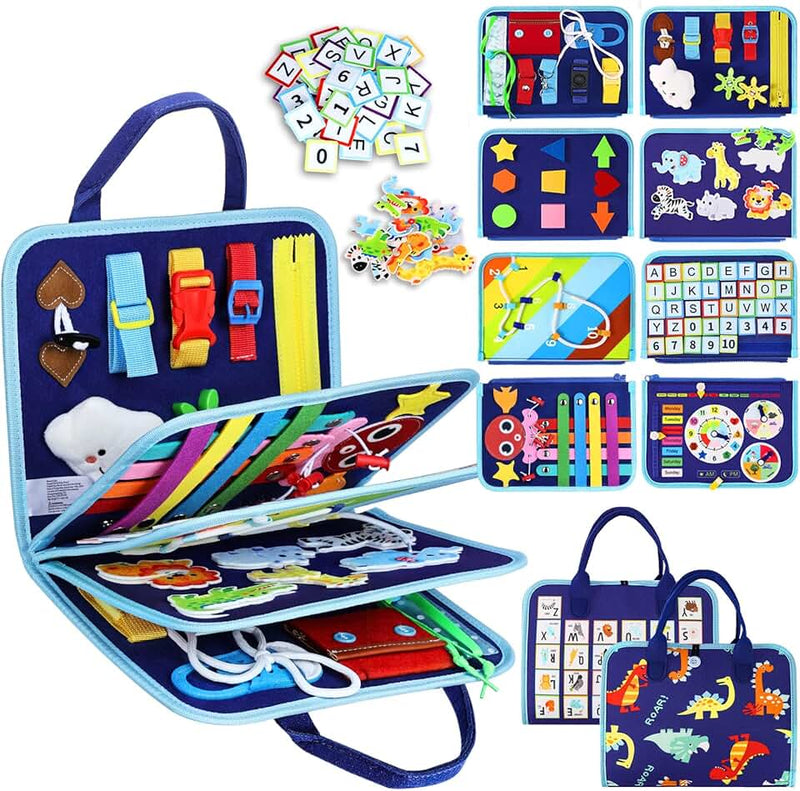 Esjay Toddler Busy Board Montessori Toys for Boys, Sensory Book Educational Activities for Learning Fine Motor Skills, B