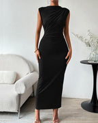 BTFBM Women Ruched Bodycon Maxi Dresses Summer Casual Sleeveless Lightweight Slit Elegant Cocktail Wedding Guest Dress