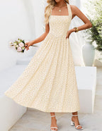 ZESICA Women's Summer Sleeveless Floral Maxi Dresses 2026 Halter Neck Flowy A Line Formal Cocktail Wedding Guest Long Dress