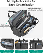 BAGSMART 3 In 1 Laptop Bag for Men, Computer Briefcase 17.3 Inch Laptop Water-Repellent Shoulder Bag, Computer Bag Business Travel Office, Black