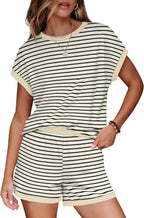 WIHOLL Two Piece Sets for Women Summer Lounge Short Sets Cap Sleeve Crew Neck Sweatsuit with Pocket XS-2XL