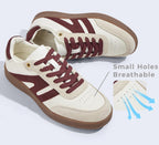 LUCKY STEP Women Classic Retro Gum Sole Fashion Sneakers Casual Tennis Skate Shoe Genuine Leather Walking Footwear Anti Slip Trainers