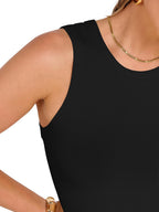ANRABESS Womens Crop Tank Tops High Neck Sleeveless Ribbed Knit Slim Fit Shirts 2026 Summer Casual Basic Workout Clothes