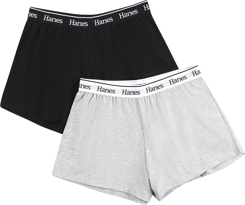 Hanes Womens Originals Pajama Shorts Pack, 2-Pack, Comfywear Pajamas for Women Set, Loungewear Clothing, Sleep Shorts