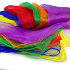 Juggling Scarves for Kids Play 24 Pcs Dance Music Scarfs Colorful Silk Actives Scarves Rhythm Band Scarves for Toddlers Children Movement(6 Colors)