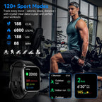 Smart Watches for Men Women with Alexa Built-in, Bluetooth Call, 1.85" HD Touchscreen, 120+ Sport Modes, IP68 Waterproof, 7-Day Battery, 24/7 Heart Rate & Sleep Monitor for Android iPhone (Black)